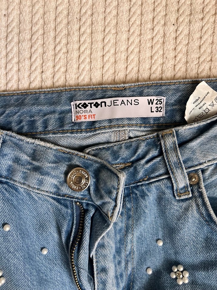 Koton boncuklu Düğmeli Kadın Kot Pantolon - Görsel 2