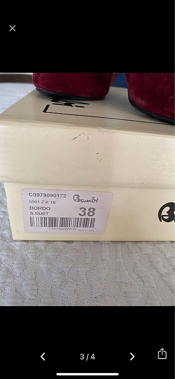 38 Beden Bambi Bordo Süet Ayakkabı