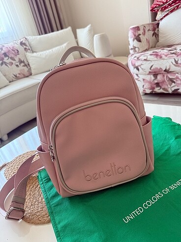 Beden pembe Renk Orjinal Benetton sırt çantası
