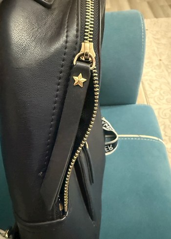 Orjinal Tommy Hilfiger Deri Sırt Çantası, Kemerli, Lacivert - Görsel 2