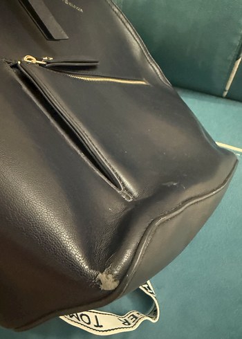 Orjinal Tommy Hilfiger Deri Sırt Çantası, Kemerli, Lacivert - Görsel 4