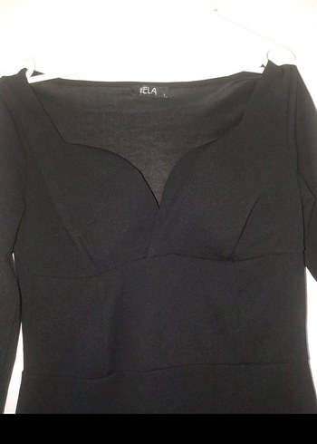 Siyah Uzun Kollu V Yaka Dar Kesim Elbise - Görsel 2