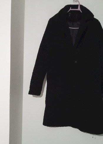 Siyah Kadın Midi peluş Kaban - Görsel 2