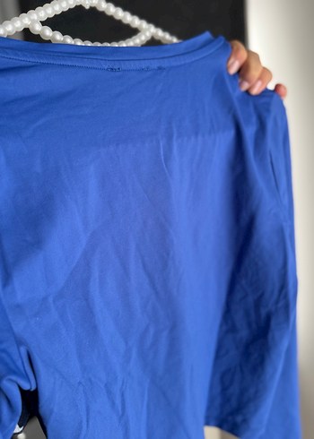 l Beden Kadın Mavi Uzun Kollu Crop Top