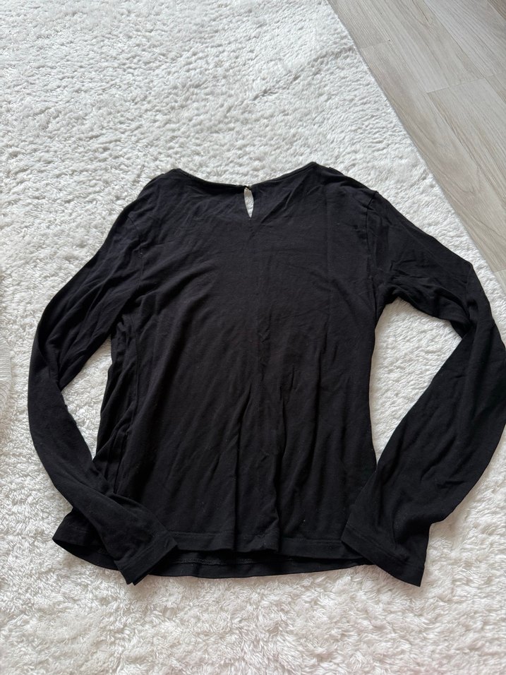 Siyah Uzun Kollu Minimalist Bluz - Görsel 2