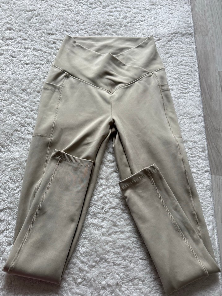 Bej Kadın Spor Tayt Midi Boy - Görsel 2