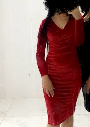 s Beden Kırmızı Kadife Elbise