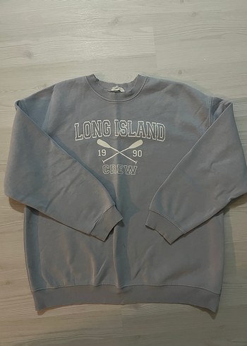 Gri Kadın Uzun Kollu Baskılı Sweatshirt