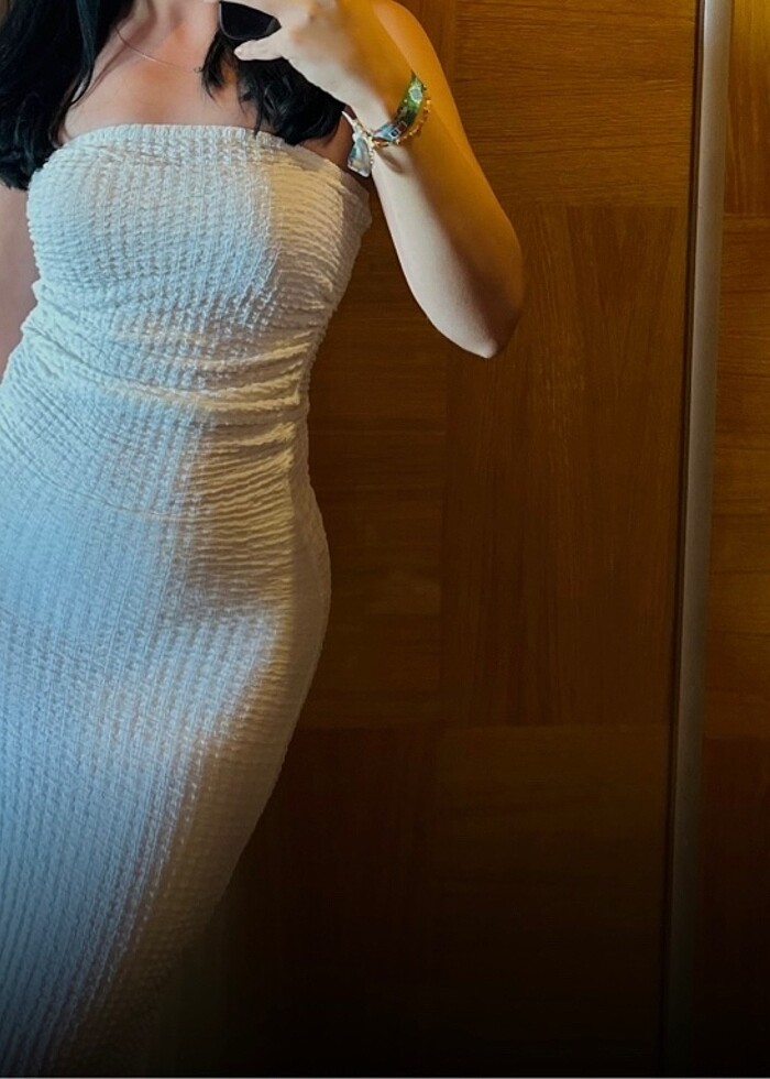 Pull Bear beyaz midi elbise - Görsel 3