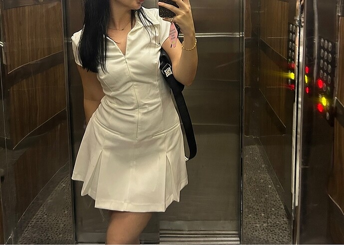 s Beden Zara duble pilili beyaz elbise