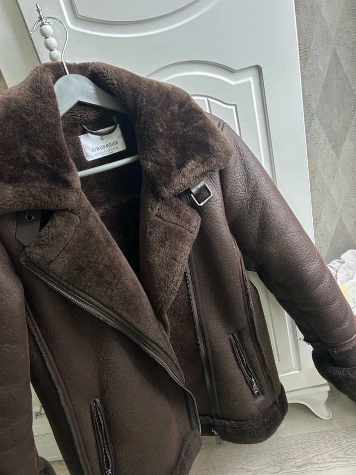 Kahverengi Kürklü Deri Kadın Ceket - Görsel 4