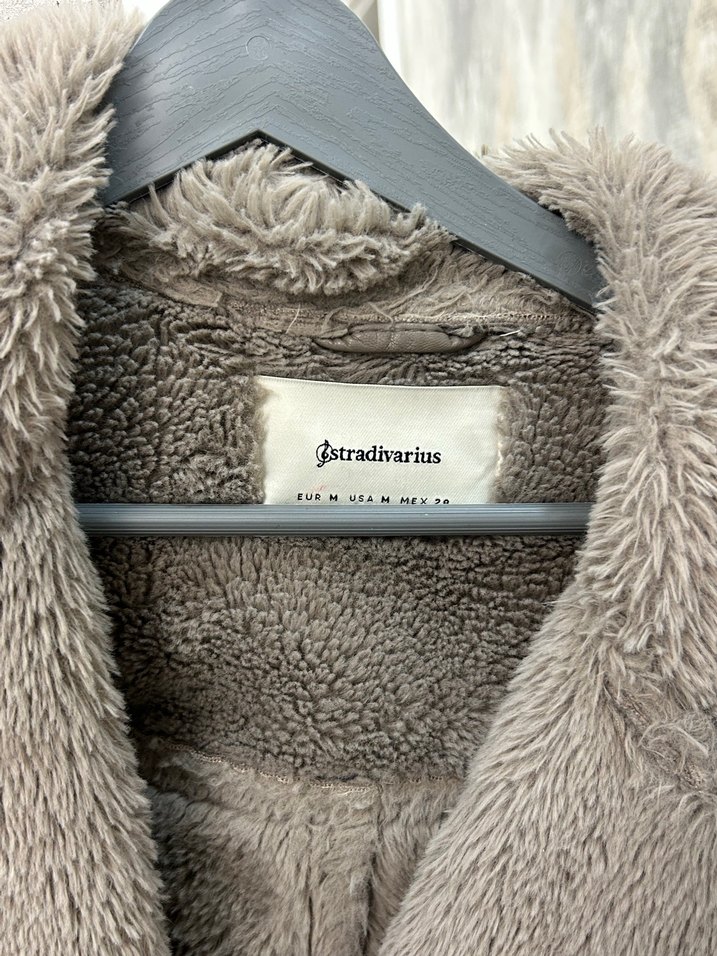 Kürk Detaylı Gri Süet Kadın Kışlık Mont - Görsel 4