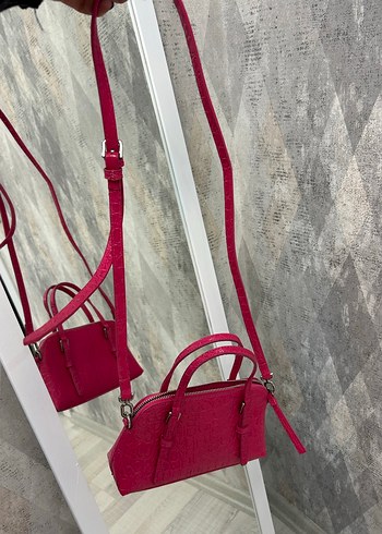 Yılan Desenli Pembe Mango Çanta - Görsel 3