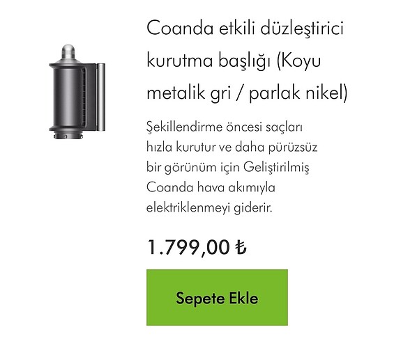 Dyson Dyson airwrap Coanda etkili düzlestirici kurutma basligi