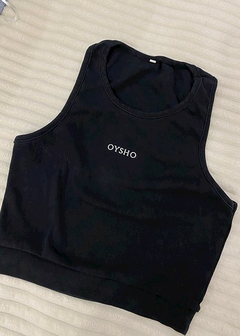 Siyah Oysho Baskılı Kolsuz Crop Top