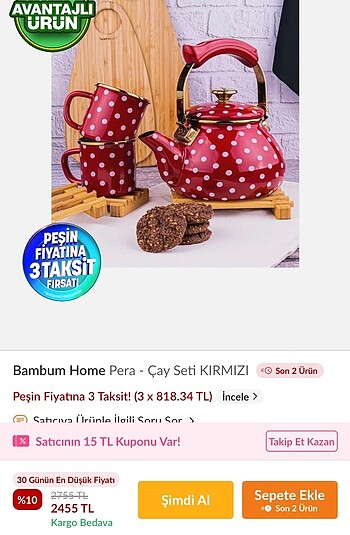  Beden bambum emaye kupali caydanlik
