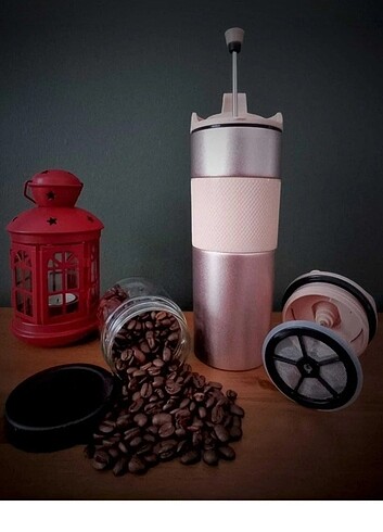 450 ml french press'li çelik termos