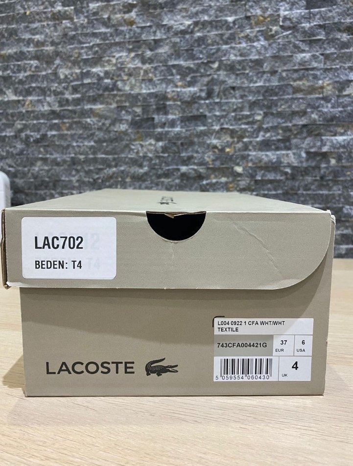 Beyaz Lacoste Bağcıklı Kadın Spor Ayakkabı - Görsel 4