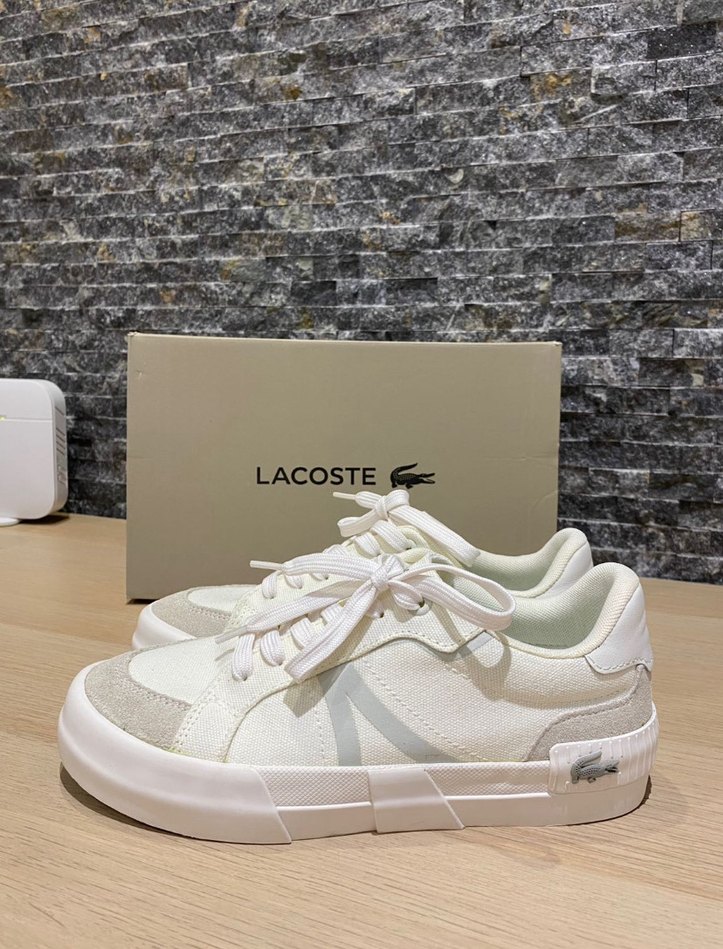 Beyaz Lacoste Bağcıklı Kadın Spor Ayakkabı - Görsel 2