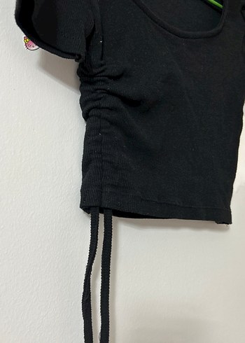 Diğer Siyah Kısa Kollu Crop Top