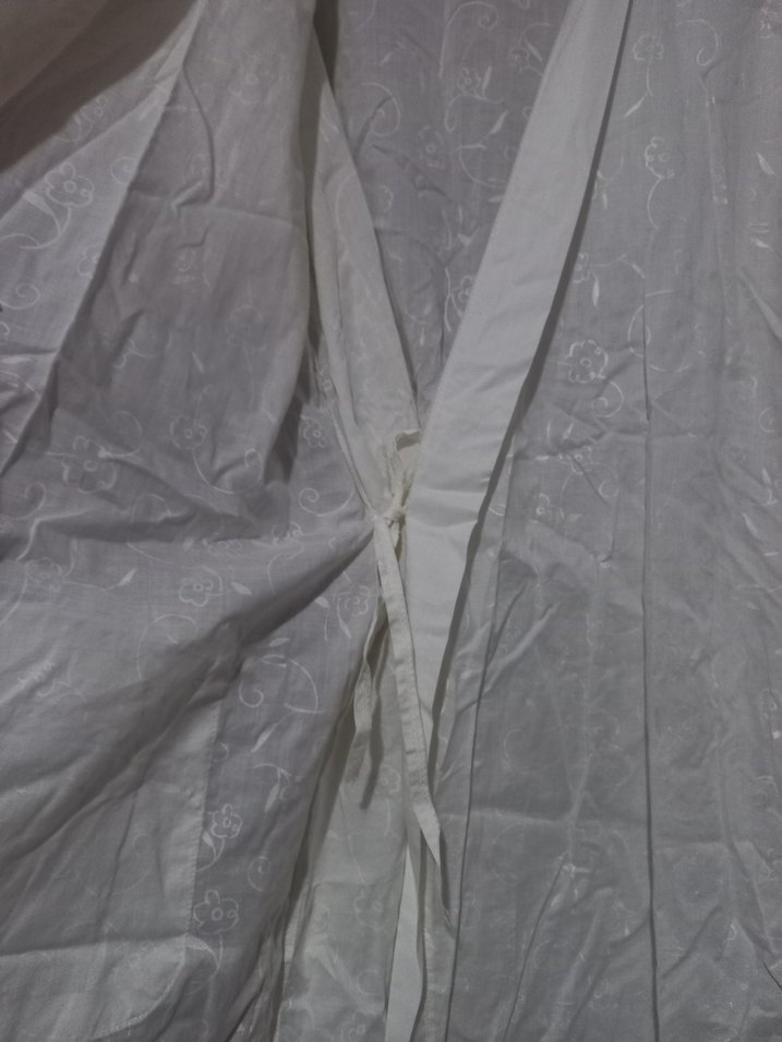 Beyaz Midi Kadın Bohem Kısa Kollu Sabahlık - Görsel 4