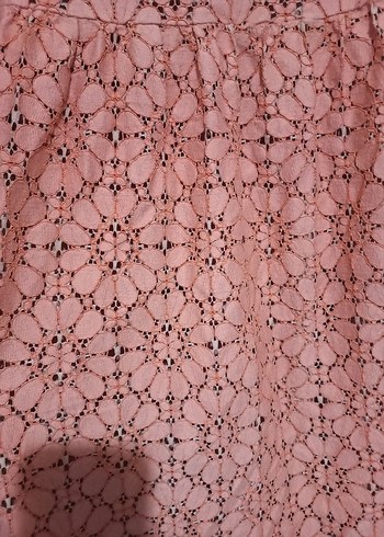 Dantel Detaylı Pembe Hamile Midi Elbise - Görsel 4