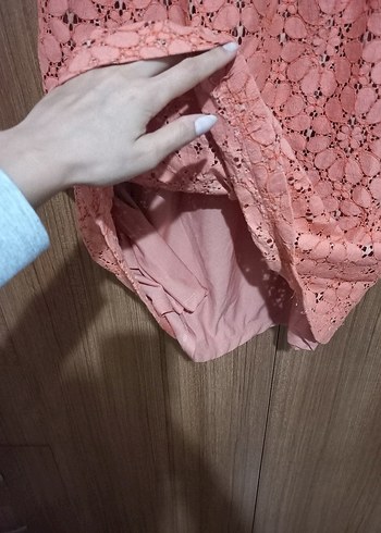 Dantel Detaylı Pembe Hamile Midi Elbise - Görsel 3