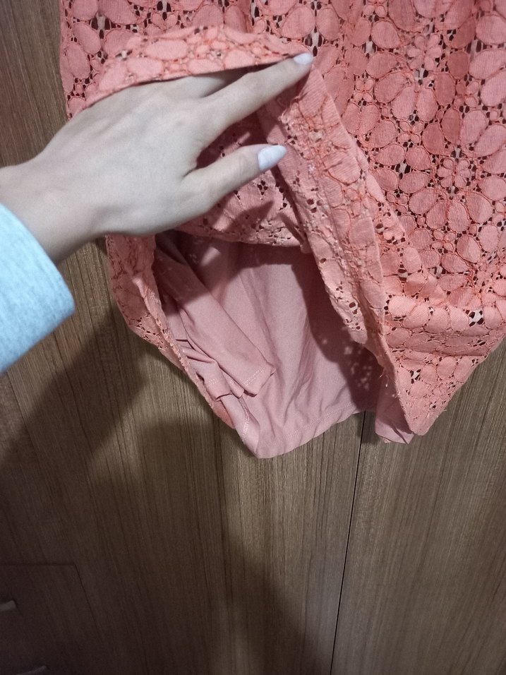 Dantel Detaylı Pembe Hamile Midi Elbise - Görsel 3