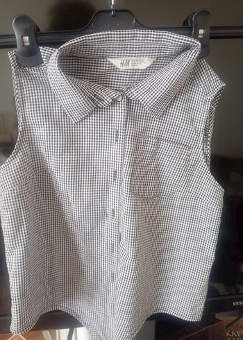 Gri Kolsuz Düğmeli Kadın Gömlek - Görsel 2