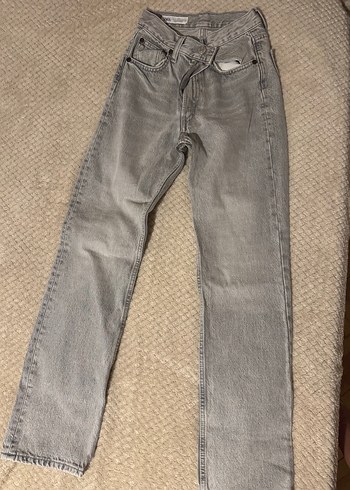 Zara Gri Normal Boy Kadin Denim Pantolon