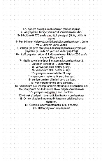  8. sınıf LGS hazırlık 20?li test kitabı.