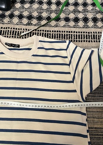 Kadın Çizgili Pamuklu Sweatshirt - Görsel 2