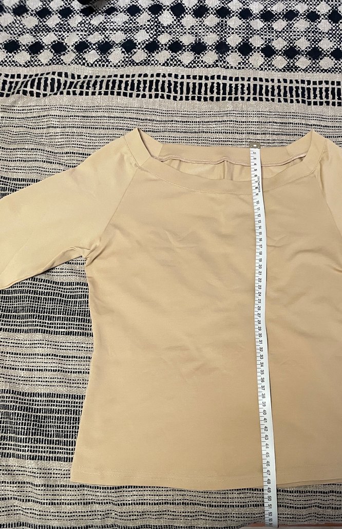 Kısa Kollu Bej Kadın Bluz - Görsel 2