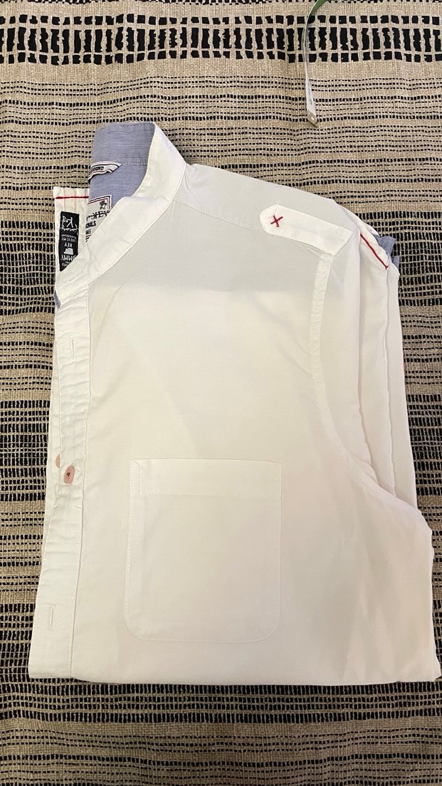 Erkek Beyaz Pamuklu keten Uzun Kollu Gömlek - Görsel 5