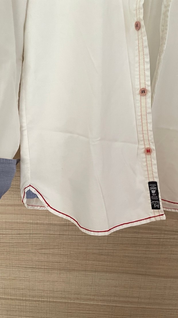 Erkek Beyaz Pamuklu keten Uzun Kollu Gömlek - Görsel 4