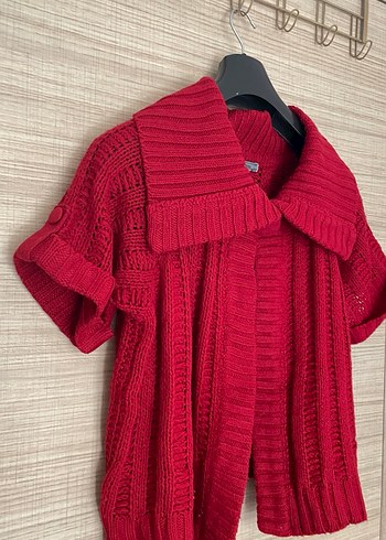 Kırmızı Bohem Boğazlı Triko Kadın Kazak - Görsel 2