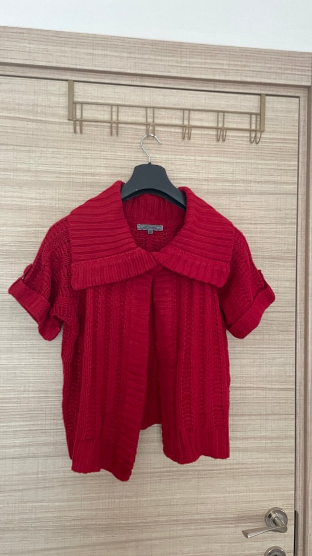 Kırmızı Bohem Boğazlı Triko Kadın Kazak - Görsel 3