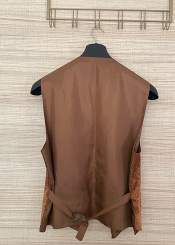 Düğmeli Kahverengi Süet erkek Yelek - Görsel 2