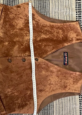 Düğmeli Kahverengi Süet erkek Yelek - Görsel 5