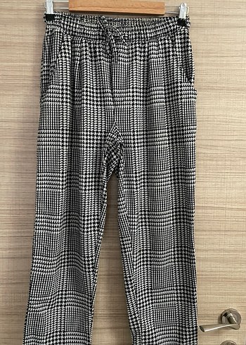 Gri Ekoseli Rahat Kesim Kadın Pantolon - Görsel 2