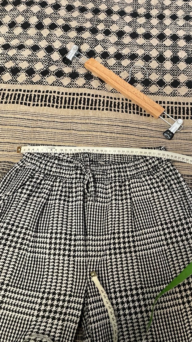 Gri Ekoseli Rahat Kesim Kadın Pantolon - Görsel 3