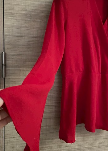 Kırmızı Salaş Kadın Bluz - Görsel 3