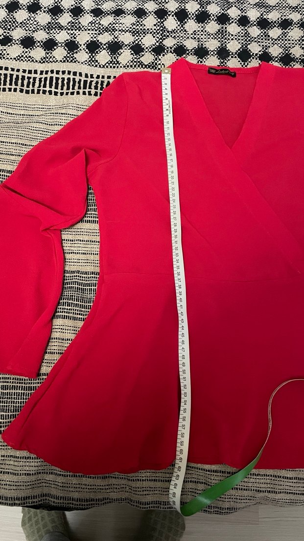 Kırmızı Salaş Kadın Bluz - Görsel 4