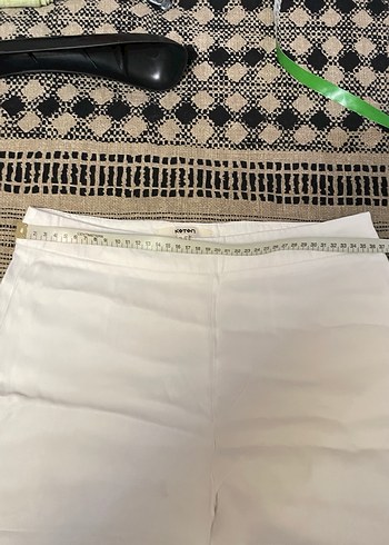 Beyaz Bol Kesim Keten Kadın Pantolon - Görsel 3