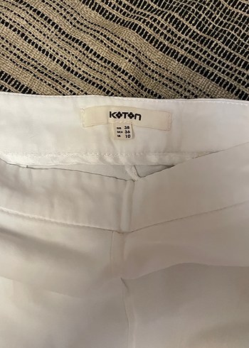 Beyaz Bol Kesim Keten Kadın Pantolon - Görsel 4