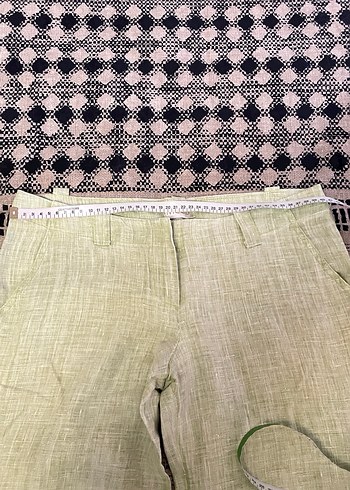 Yeşil uzun Keten Kadın Pantolon - Görsel 3