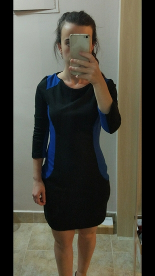 s Beden siyah Renk mavi siyah elbise