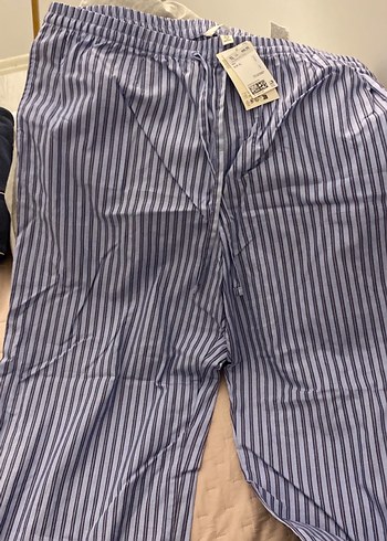 H&M Mavi Cizgili Rahat Pijama Pantolonu