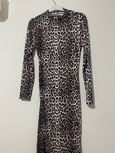 m Beden Leopar elbise