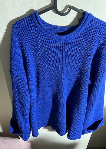 Mavi Örgü Kadın Kazak - Görsel 2